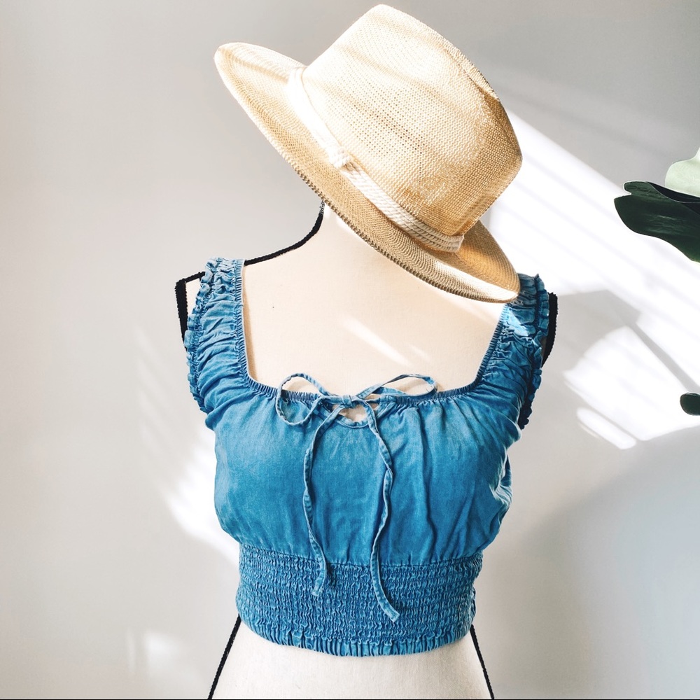 Just In! VALENTINA• Blue Ruffle Crop Top